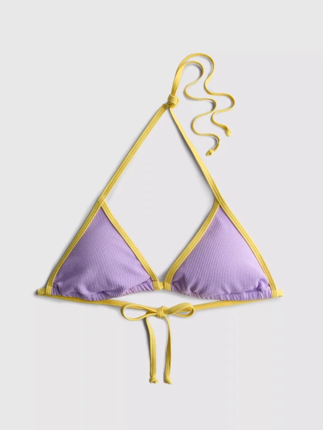 Kräuselt-Bikini-Oberteil mit kontrastierendem Dreieck