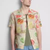 Kurzarm-Hemd mit Knöpfen und «Tropical Postcard»-Motiv