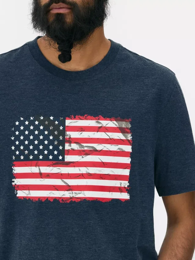 Kurzarm-T-Shirt mit amerikanischer Flagge