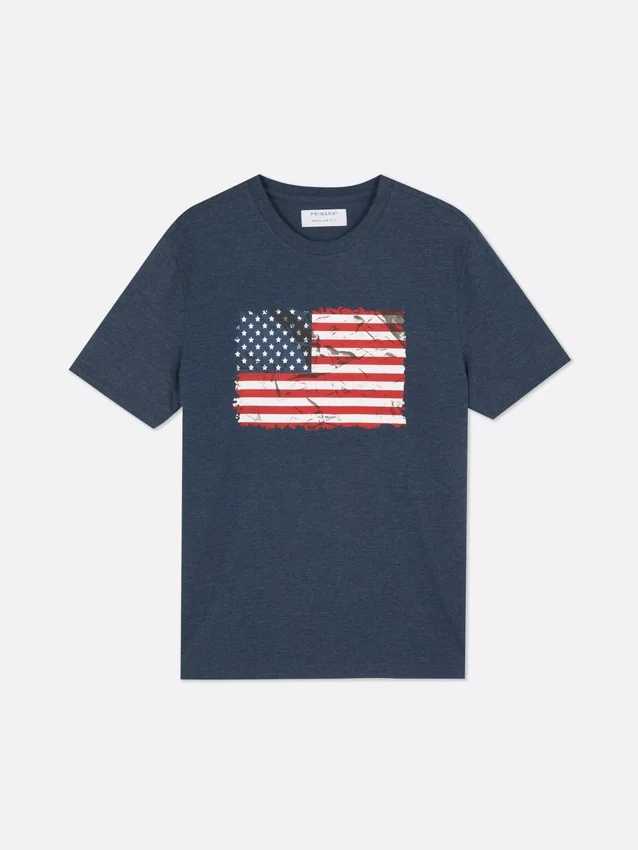 Kurzarm-T-Shirt mit amerikanischer Flagge