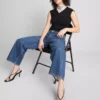 Kurze Denim-Jeans mit weitem Bein