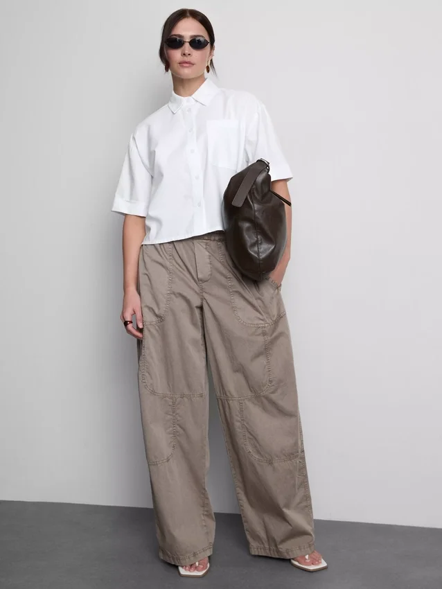 Kurzes, kastenförmiges Oxford-Shirt mit kurzen Ärmeln