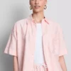 Kurzes, kastenförmiges Oxford-Shirt mit kurzen Ärmeln