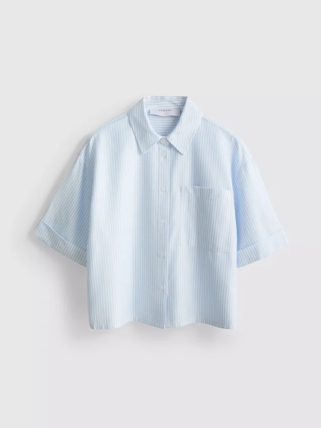 Kurzes, kastenförmiges Oxford-Shirt mit kurzen Ärmeln