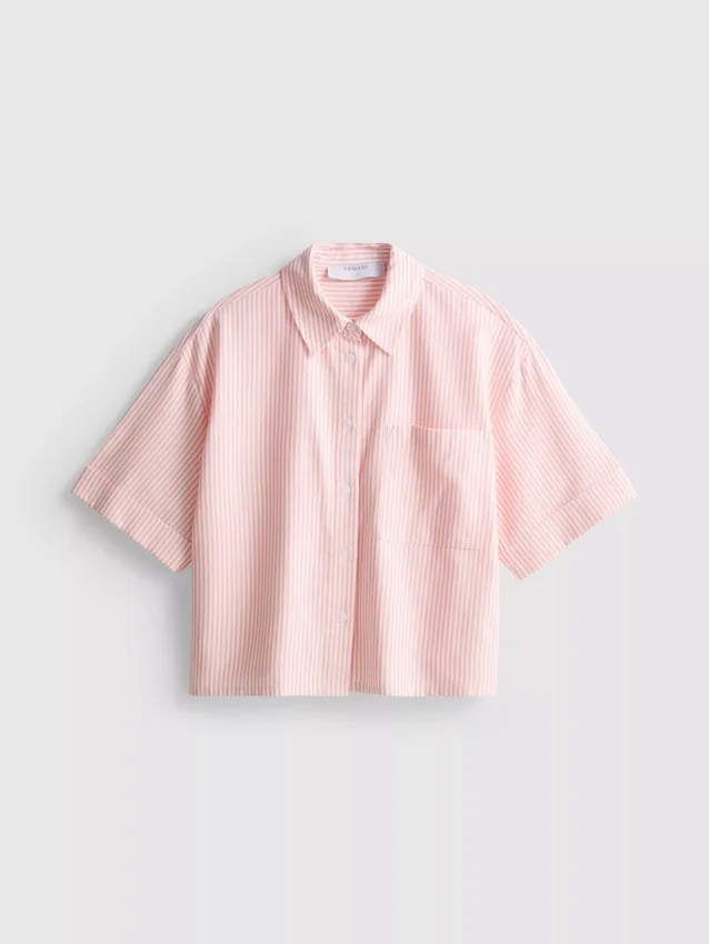 Kurzes, kastenförmiges Oxford-Shirt mit kurzen Ärmeln
