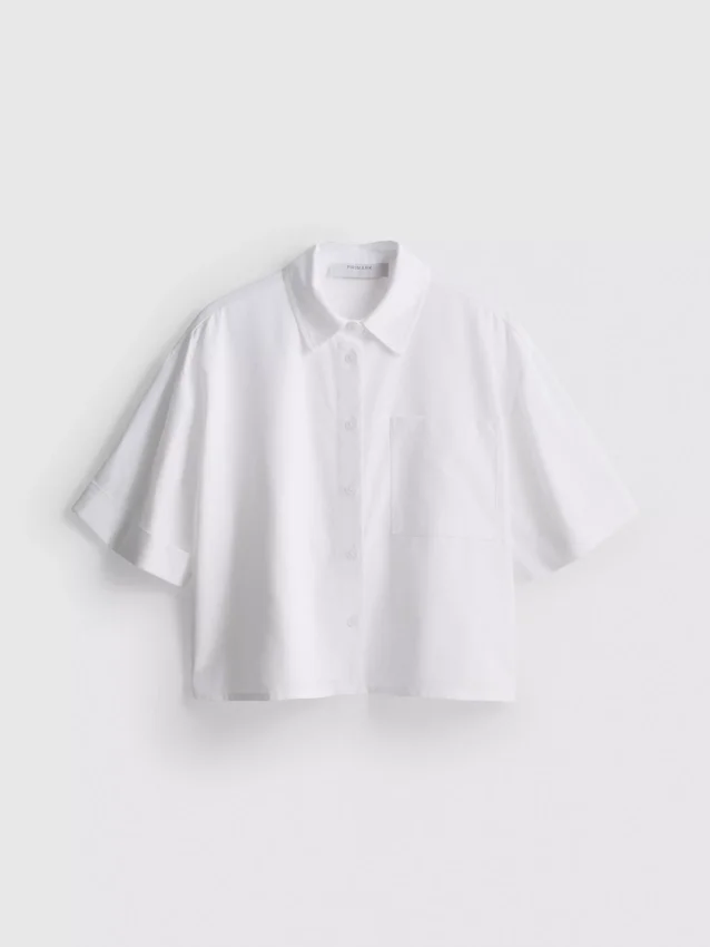 Kurzes, kastenförmiges Oxford-Shirt mit kurzen Ärmeln