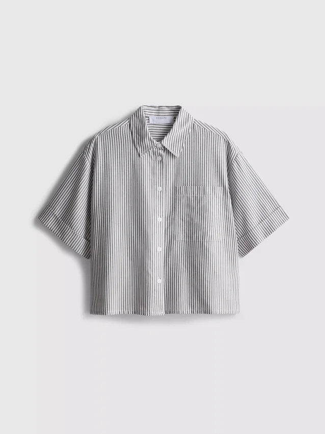Kurzes, kastenförmiges Oxford-Shirt mit kurzen Ärmeln