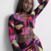 Kurzes Mesh-Top mit Bindedetail