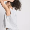 Kurzes Rüschen-Tanktop aus Baumwoll-Denim