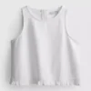 Kurzes Rüschen-Tanktop aus Baumwoll-Denim