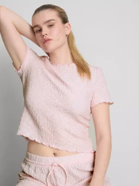 Kurzärmeliges Crinkle-Top