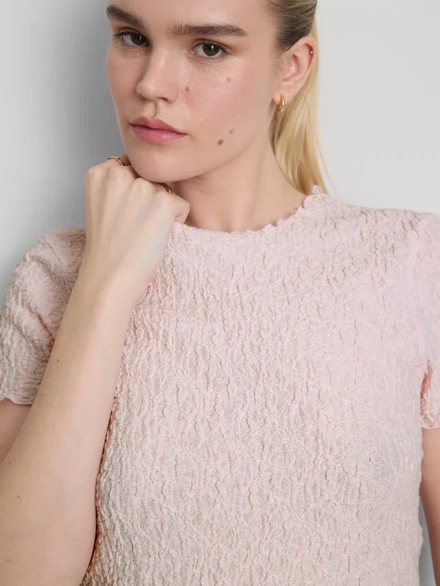 Kurzärmeliges Crinkle-Top
