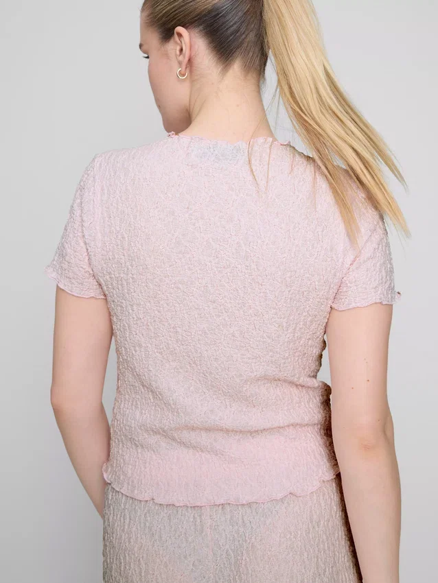 Kurzärmeliges Crinkle-Top