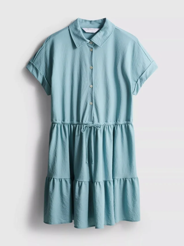 Kurzärmeliges, gestuftes Minikleid
