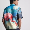 Kurzärmeliges Hemd mit Knöpfen und Flamingo-Print