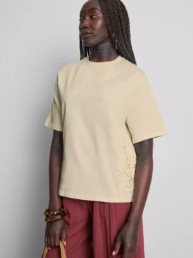 Kurzärmeliges Häkel-T-Shirt aus Baumwolle