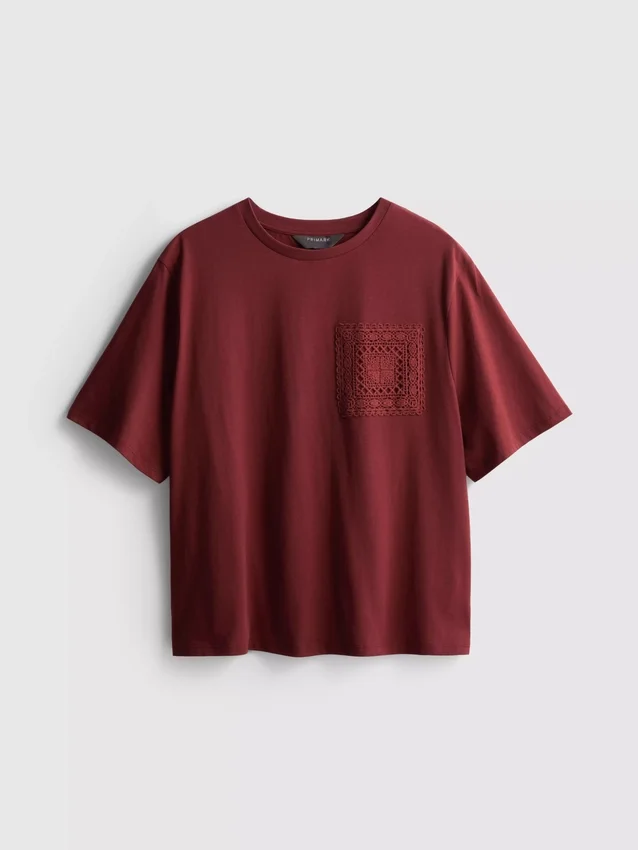 Kurzärmeliges Häkel-T-Shirt aus Baumwolle