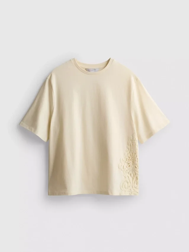 Kurzärmeliges Häkel-T-Shirt aus Baumwolle