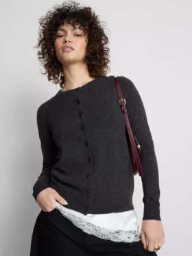 Langarm-Cardigan mit Rundhalsausschnitt
