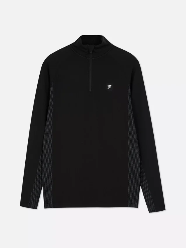 Langarm-Sportshirt mit Viertelreissverschluss