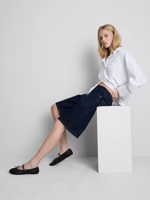 Lange Bermudashorts aus Baumwoll-Denim