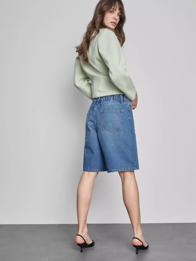 Lange Bermudashorts aus Baumwoll-Denim