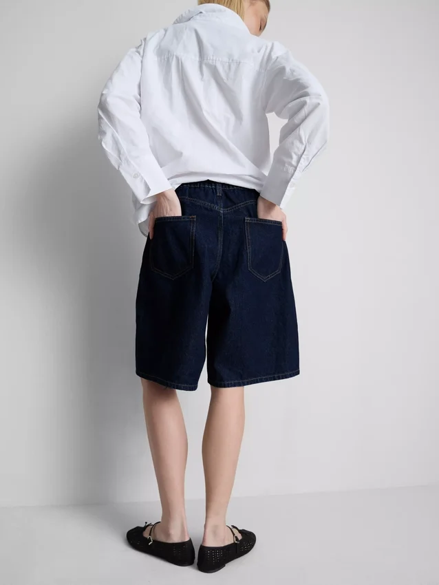 Lange Bermudashorts aus Baumwoll-Denim