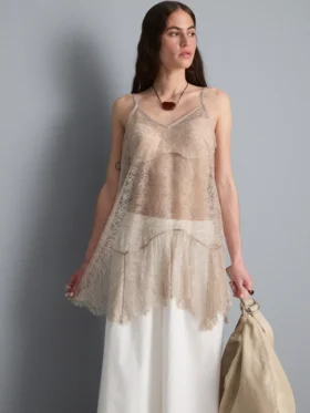 Langes, transparentes Spitzen-Cami-Top