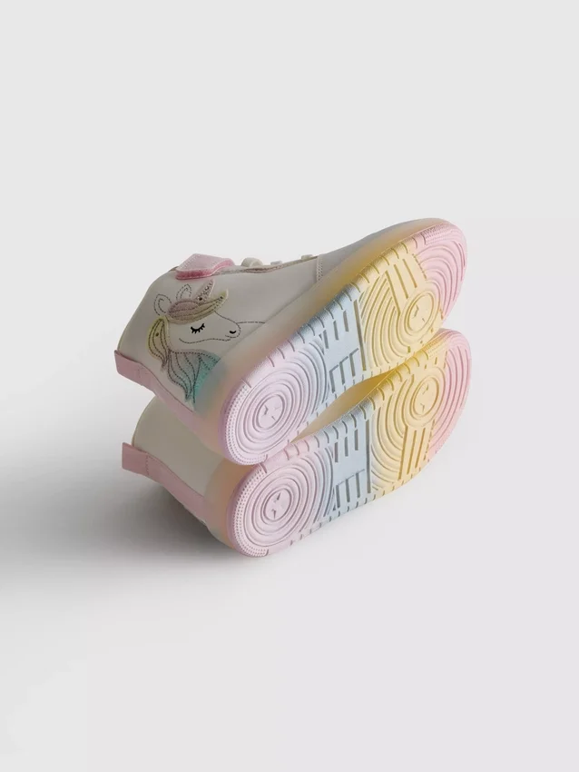 Leuchtende High-Top-Sneaker mit Einhorn-Motiv