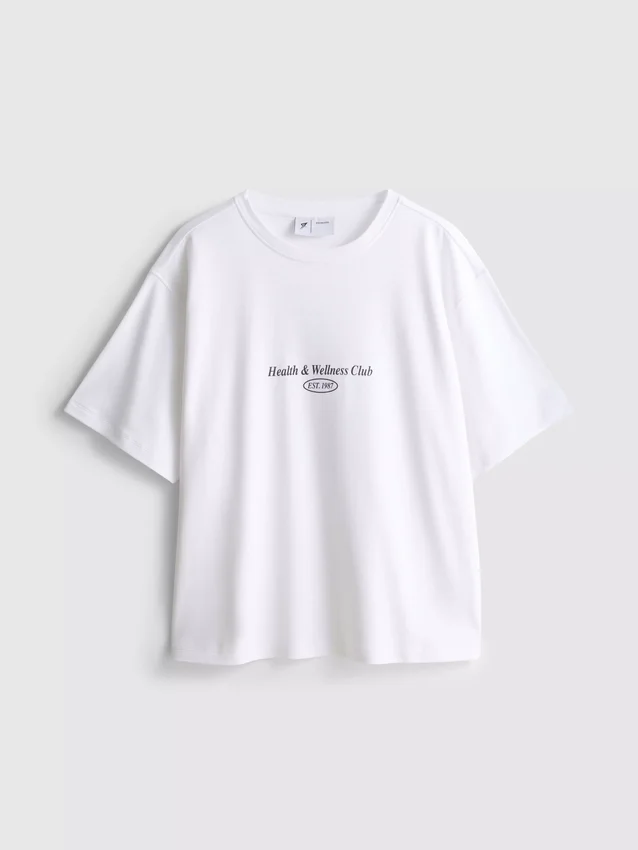 Locker sitzendes Active-T-Shirt aus Baumwolle mit Grafikprint