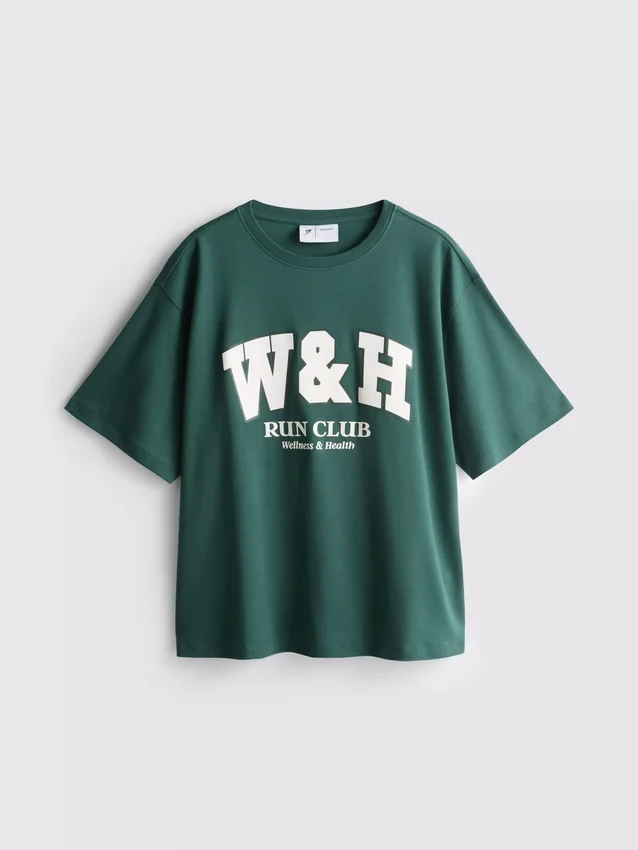Locker sitzendes Active-T-Shirt aus Baumwolle mit Grafikprint