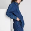 Locker sitzendes Baumwoll-Denim-Hemd mit Knopfleiste