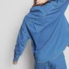 Locker sitzendes Baumwoll-Denim-Hemd mit Knopfleiste