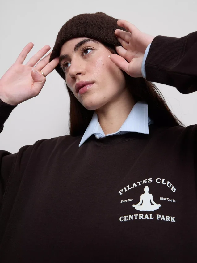 Locker sitzendes Sweatshirt aus Baumwollmischung mit Aufdruck