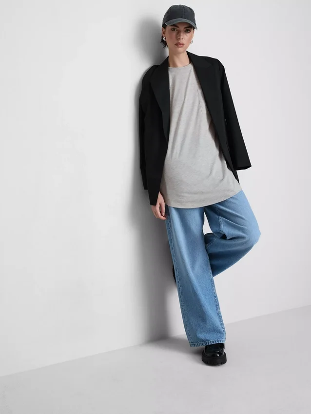 Longline-T-Shirt mit aufgesetzter Tasche