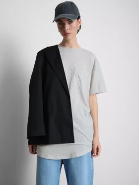 Longline-T-Shirt mit aufgesetzter Tasche