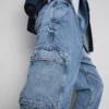 Lose Cargo-Jeans mit mittlerer Leibhöhe