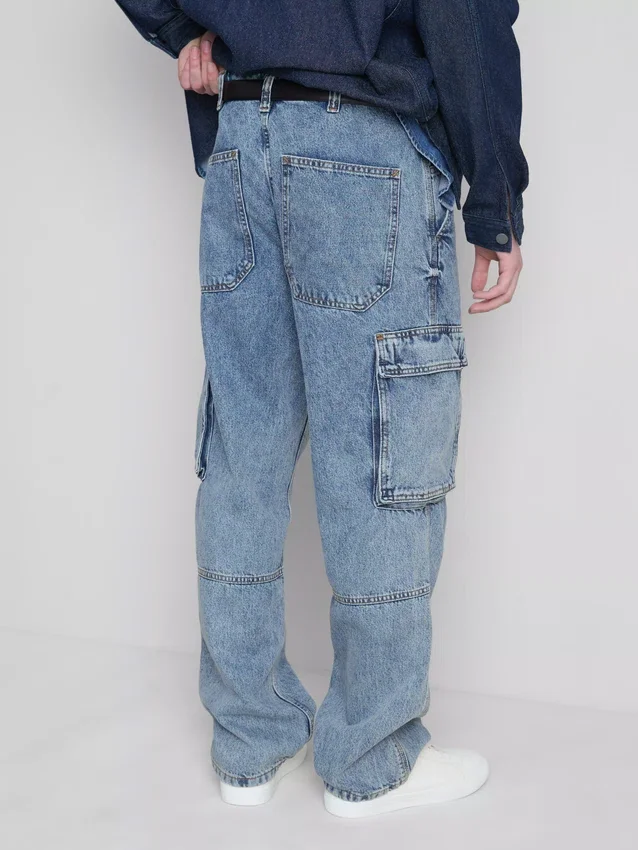 Lose Cargo-Jeans mit mittlerer Leibhöhe