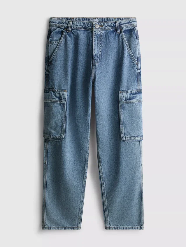 Lose Cargo-Jeans mit mittlerer Leibhöhe