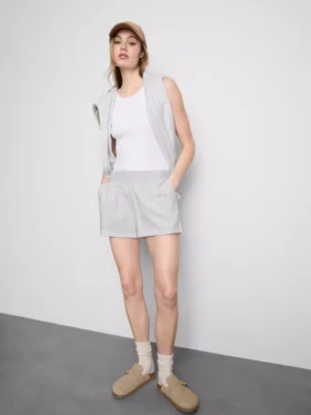 Lounge-Shorts aus Baumwolle mit geschlitztem Saum