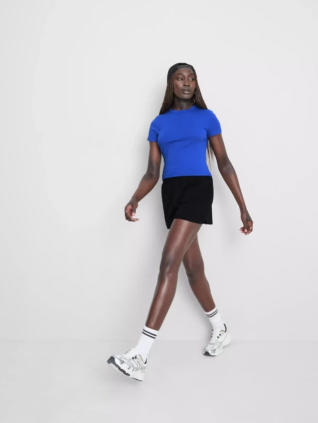 Lounge-Shorts aus Baumwolle mit geschlitztem Saum