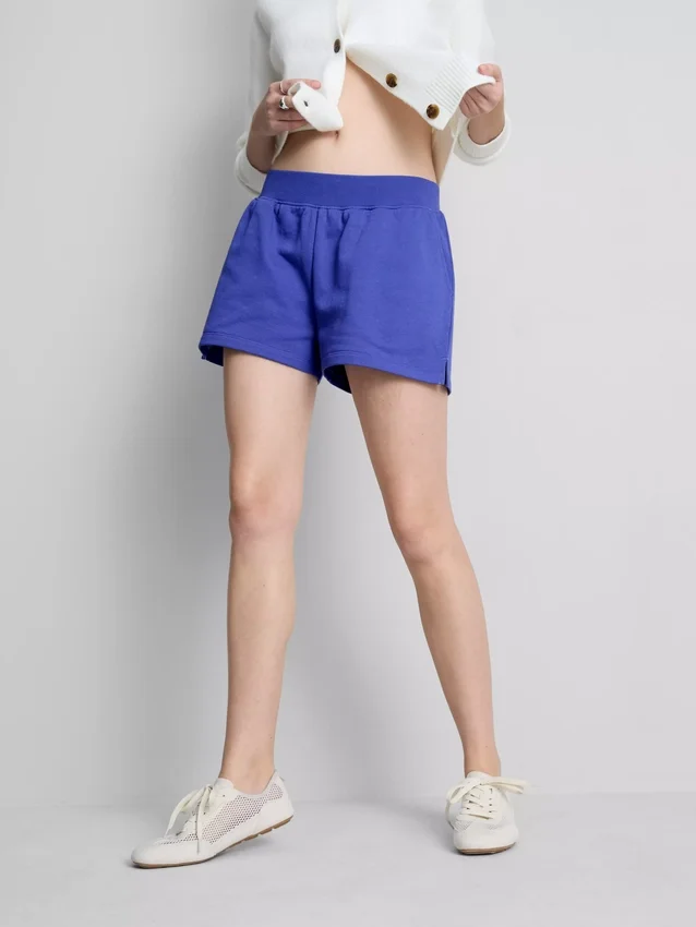 Lounge-Shorts aus Baumwolle mit geschlitztem Saum
