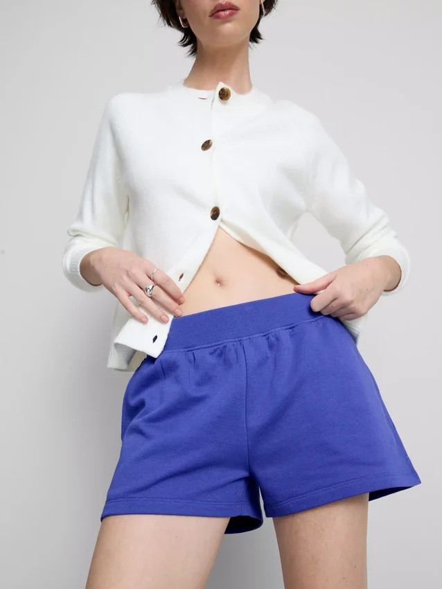 Lounge-Shorts aus Baumwolle mit geschlitztem Saum
