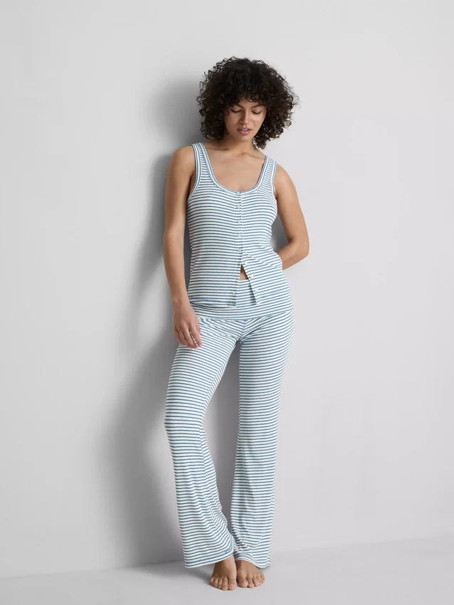 «Love to Lounge» – geripptes, gestreiftes Schlafanzug-Cami-Top