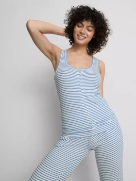 «Love to Lounge» – geripptes, gestreiftes Schlafanzug-Cami-Top