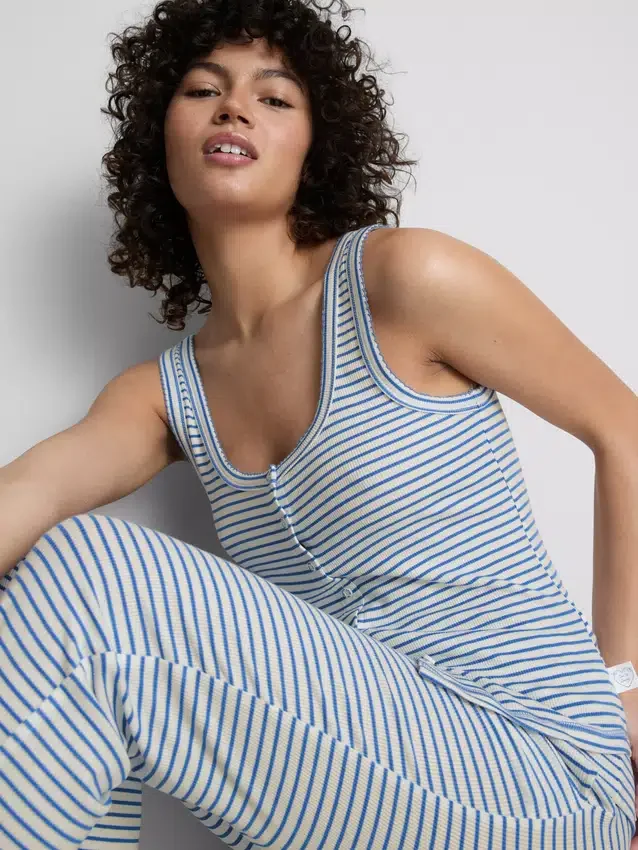 «Love to Lounge» – geripptes, gestreiftes Schlafanzug-Cami-Top
