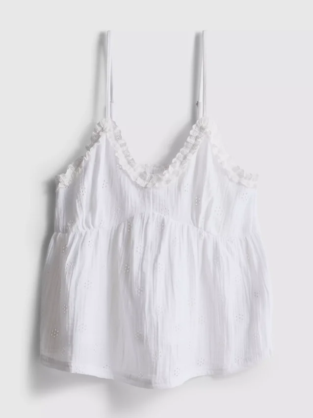 «Love to Lounge» – gewebtes Rüschen-Cami-Top