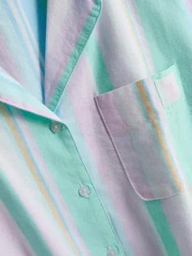 Love to Lounge-Pyjamahemd zum Entspannen: kurz geschnitten, pastellgestreift