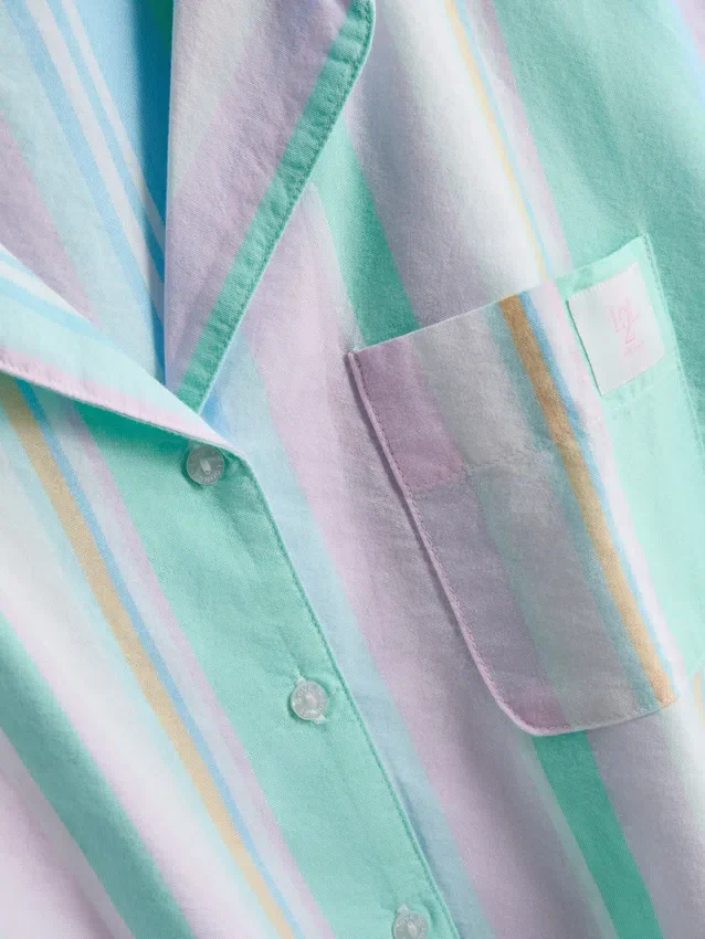 Love to Lounge-Pyjamahemd zum Entspannen: kurz geschnitten, pastellgestreift