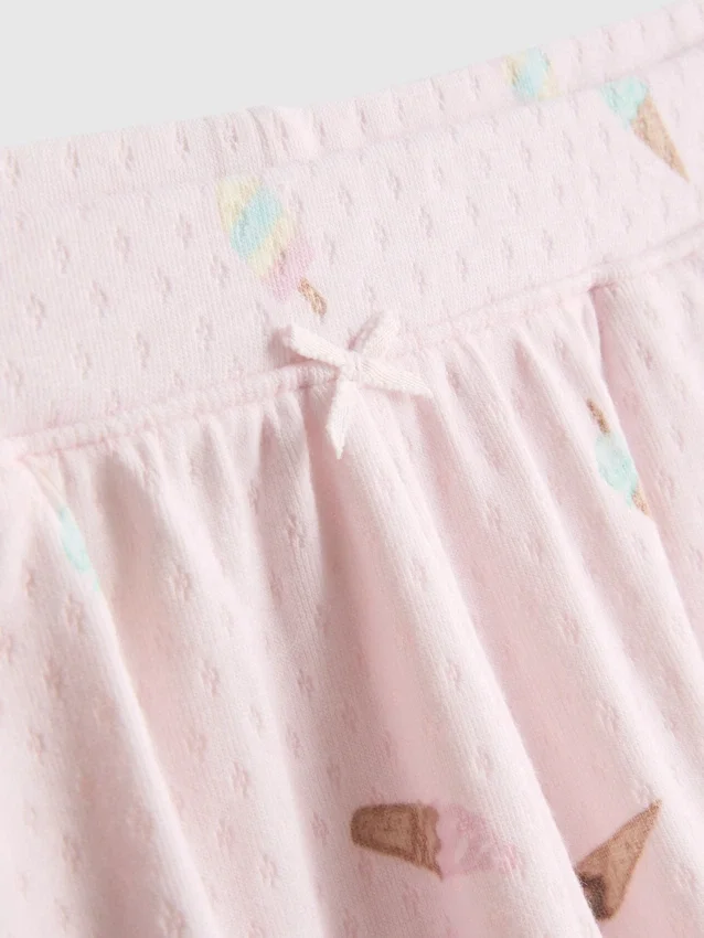 «Love to Lounge» Schlafanzug-Shorts mit Rüschen und Glace-Motiv